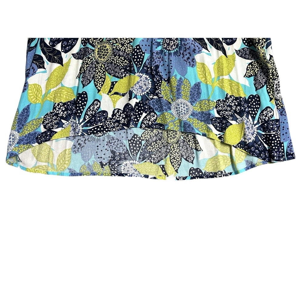 Habitat Floral Popover Tunic High Low Hem Women's XL Artsy 3/4 Sleeve Vacation - Picture 4 of 13